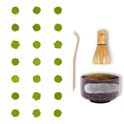 Zestaw 21 próbek herbaty Matcha z trzepaczką Matcha i miseczką Matcha